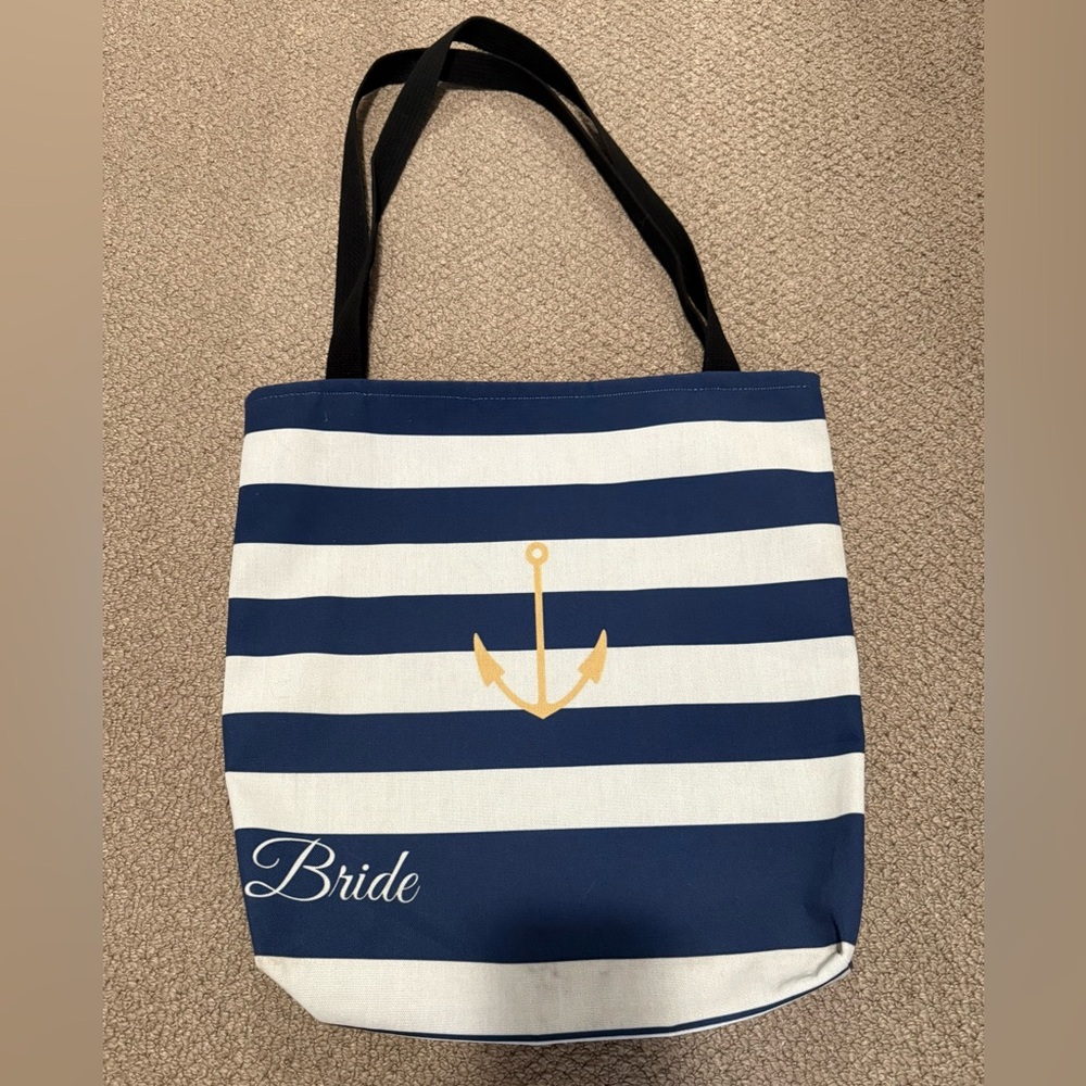 Nautical Striped Tote Bag - Blue and White